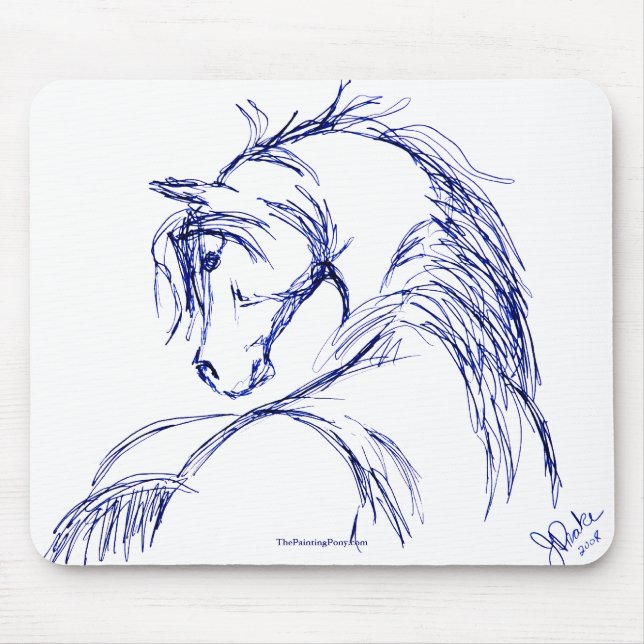 Artsy Horse Head Sketch Mouse Pad (Front)