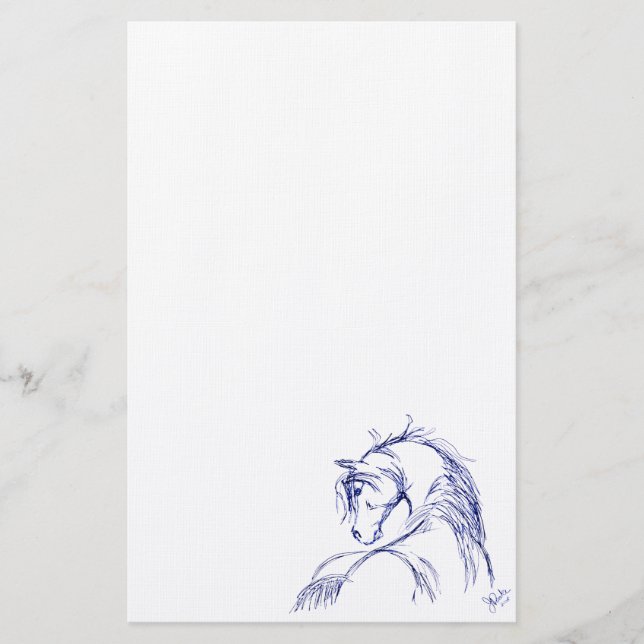 Artsy Horse Head Sketch Stationery (Front)
