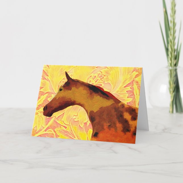 Artsy Horse in Gold Tones Art Note Card (Front)