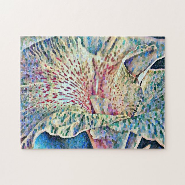 Artsy Impressionist Lily Flower Puzzle (Horizontal)