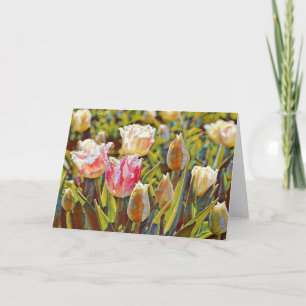 Artsy Impressionist Tulip Garden Art Note Card