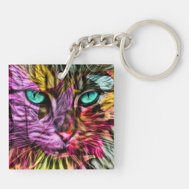 Artsy Kitty Cat  Keychain (Back)