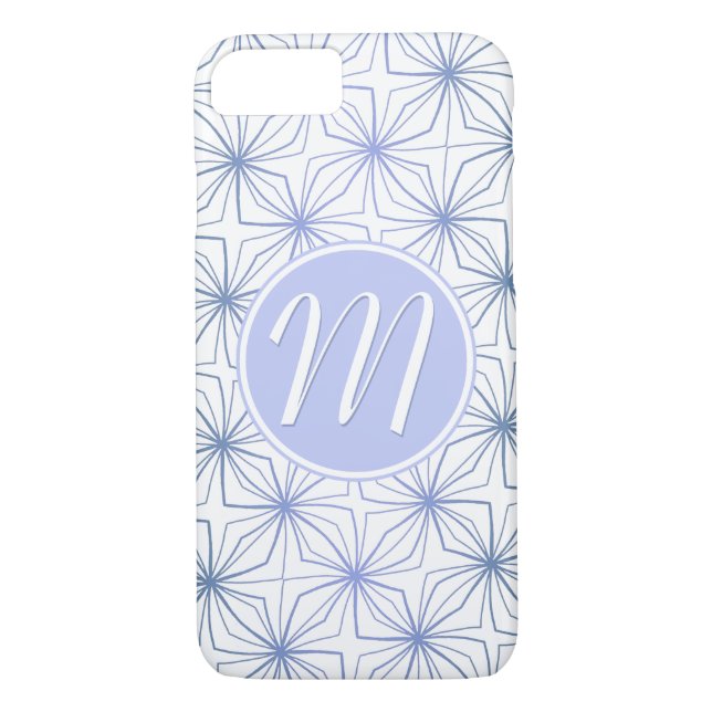 Artsy Light Blue Purple Monogram Case-Mate iPhone Case (Back)