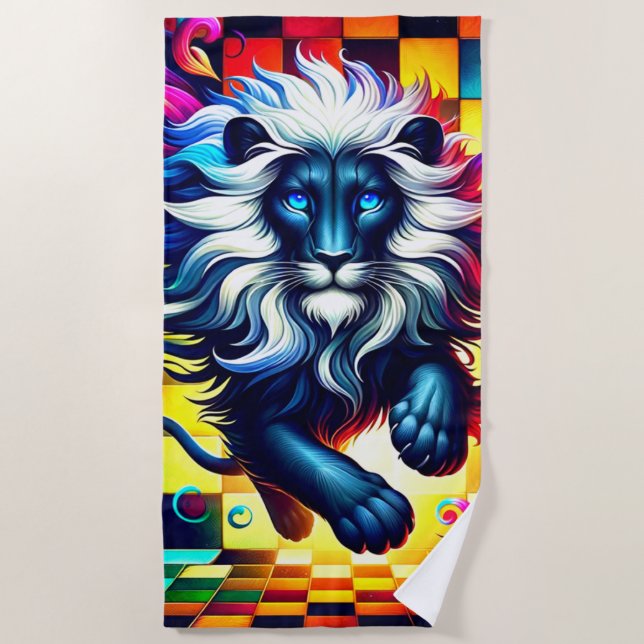 Artsy Lion Beach Towel (Front)