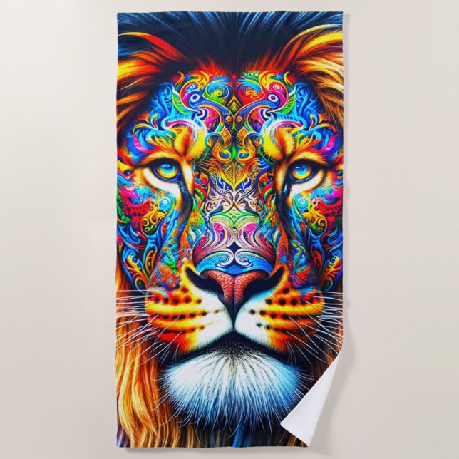 Artsy Lion Beach Towel (Front)