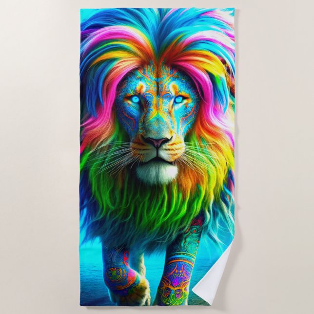 Artsy Lion Beach Towel (Front)