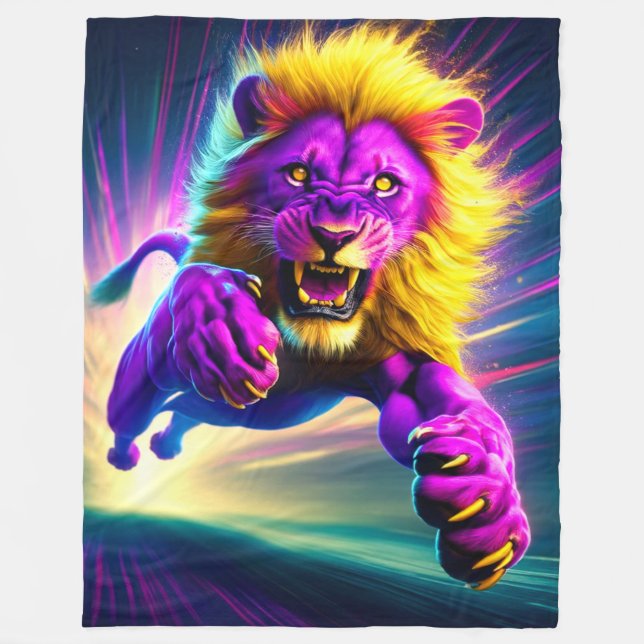 Artsy Lion Fleece Blanket (Front)