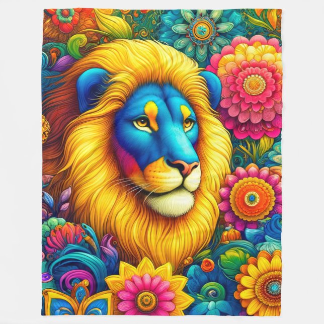 Artsy Lion Fleece Blanket (Front)