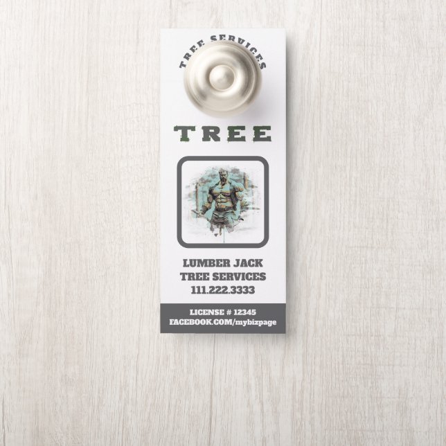 *~*  Artsy  Lumber Jack Tree Services QR Door Door Hanger (On Knob)