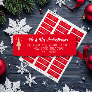 Artsy Merry Christmas Tree Elegant Return Address