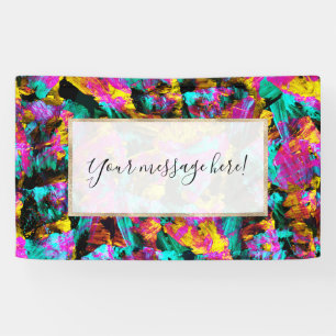 Artsy Modern Neon Colours Black Abstract Paint Art Banner
