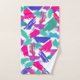 Artsy Modern Pink Teal Purple Brushstroke Collage Hand Towel