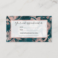 Artsy Modern Rose Gold Emerald Green Flowers