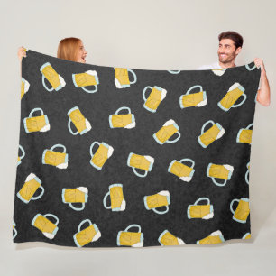 Artsy Modern Yellow Black Watercolor Beer Steins Fleece Blanket