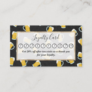 Artsy Modern Yellow Black Watercolor Beer Steins Loyalty Card