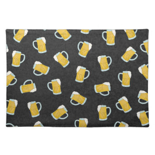 Artsy Modern Yellow Black Watercolor Beer Steins Placemat