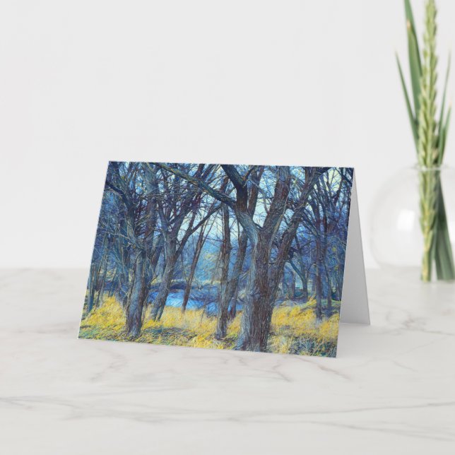 Artsy Night Fantasy Forest Art Note Card (Front)