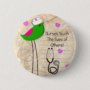 Artsy Nurse Bird 2 Inch Round Button