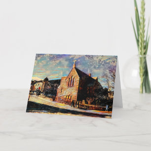 Artsy Old City Church Twilight Note Card