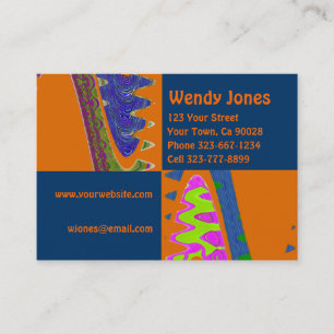 Artsy orange blue business card