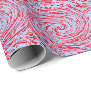 Artsy Patterns Blue Red Abstract Waves Colourful Wrapping Paper