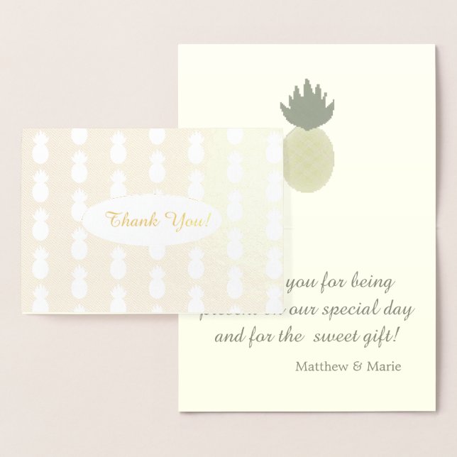 Artsy Pineappy Motif Gold Foil Carte de remercieme (Affichage)