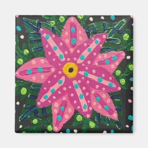 Artsy Pink Flower Magnet
