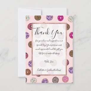 Artsy Pink Sprinkle Doughnuts Watercolor Pattern Thank You Card