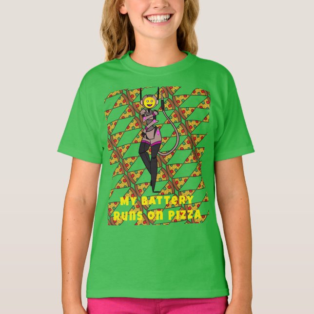 Artsy Pizza Robot Cute T-Shirt (Front)