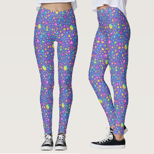  Artsy Purple Colourful Stars Watercolor Pattern Leggings