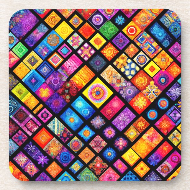 Artsy Quilt Design Coaster (Front)