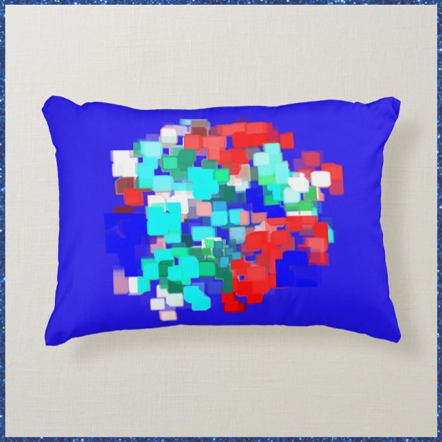 Artsy Red and Blue Abstract Accent Pillow (Creator Uploaded)