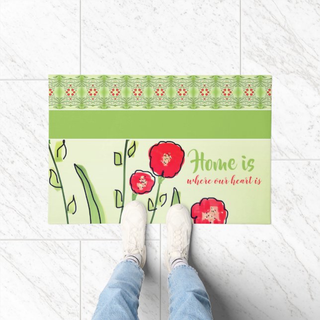 Artsy Red Floral Doormat (Indoor)