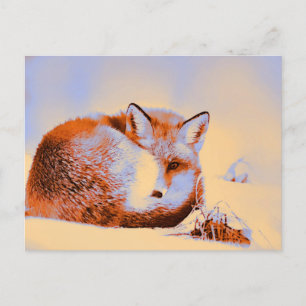 *~* Artsy Red Fox Ap18 Artistic Painting Wildlife Postcard