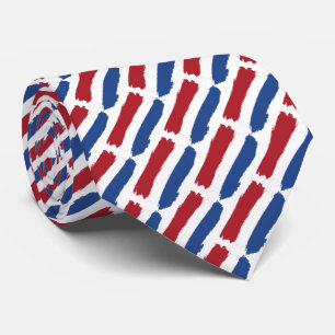 Artsy Red White Blue Abstract Dutch Flag Pattern Tie