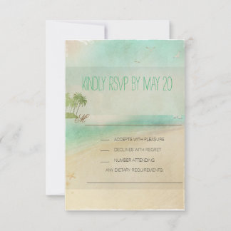 Artsy Retro Vintage Peaceful Beach Wedding RSVP Card