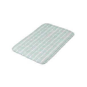 Artsy Seaglass Ocean Green White Zigzag Stripes Bath Mat