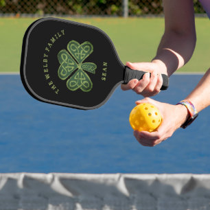 Artsy Shamrock Irish Family & Name Personalized Pickleball Paddle
