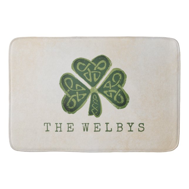 Artsy Shamrock Personalized Irish Home Decor Bath Mat (Front)