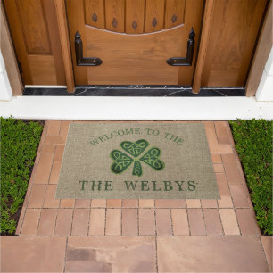 Artsy Shamrock Personalized Irish Welcome Doormats