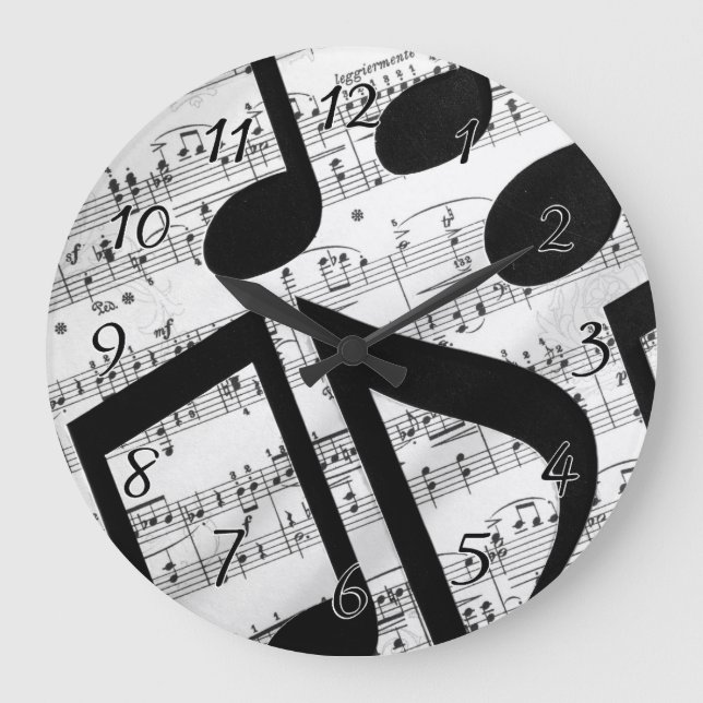 Artsy Sheet Music Large Clock (Front)