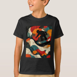 Artsy Snowboarder On Abstract Art Snowboarding T-Shirt