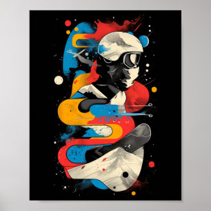 Artsy Snowboarder On Abstract Men Women Snowboardi Poster