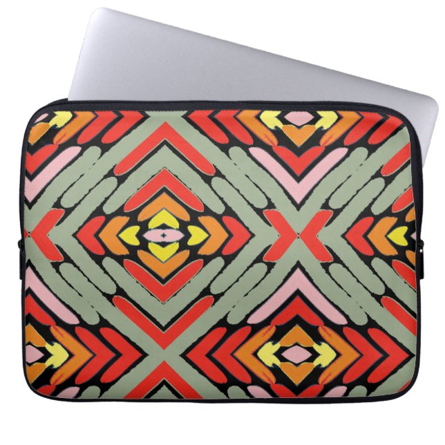 Artsy Southwestern Multicolor Pattern Laptop Sleeve (Front)