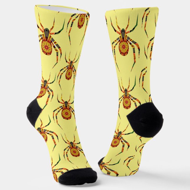 Artsy Spider Creepy Art Fun Socks (Angled)