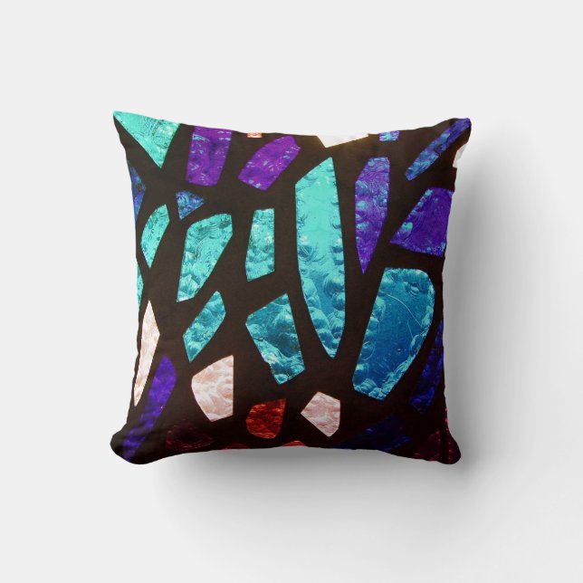 Artsy Stained Glass Throw Pillow (Front)