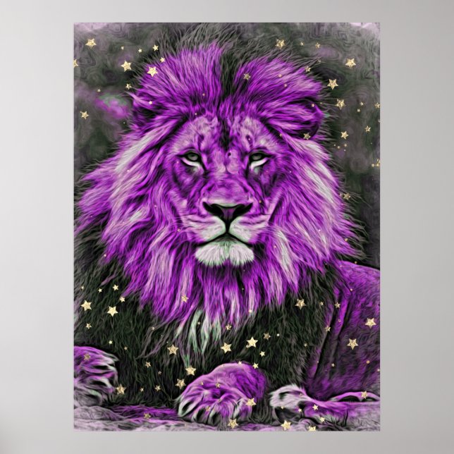 *~* Artsy + Stars Artistic Celestial LION AP23 Poster (Front)