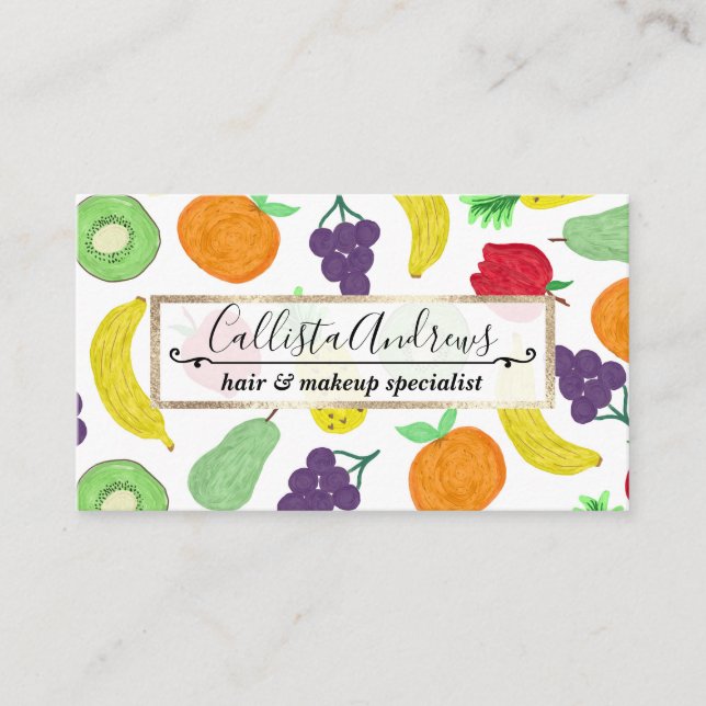 Artsy Summer Colourful Acrylic Fruit Pattern Business Card (Front)