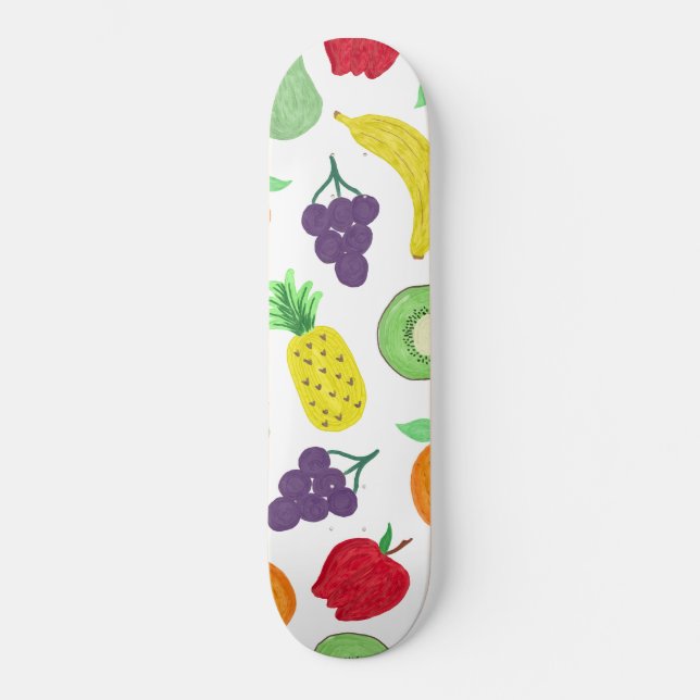 Artsy Summer Colourful Acrylic Fruit Pattern Skateboard (Front)