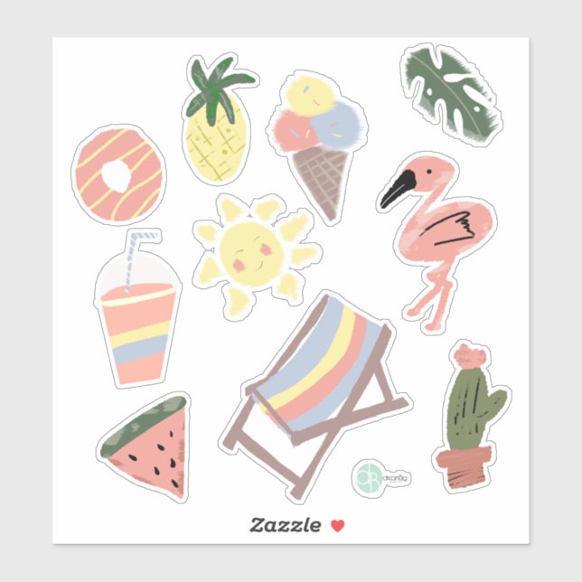 Artsy Summer Fun Tropical Planner Stickers (Sheet)